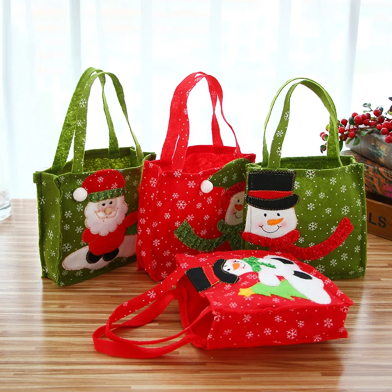 

New Merry Christmas Candy Bags Santa Claus Gift Bags Home Party Decor Gift To Children Xmas Decor Childern Present Pouch 17x17cm
