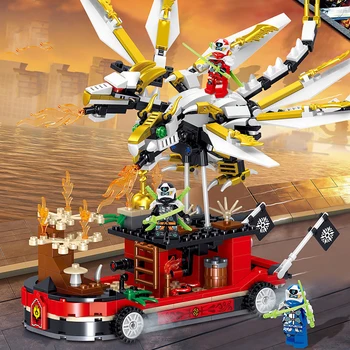 

Golden Dark Bat Pterodactyl Flying Dragon Model Building Blocks Mobile Dragon Cart Phantomed Nin Bricks Set Toys for Boys Kids