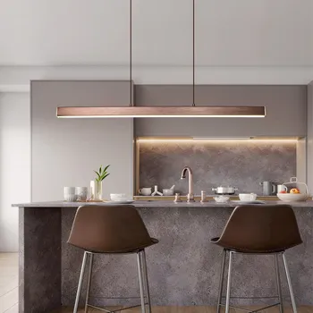 

Modern LED dining room chandelier lighting Nordic restaurant long hanging lights office fixtures Bar illumination study lamps