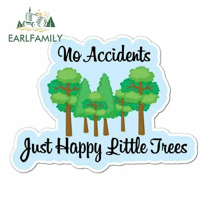 

EARLFAMILY 13cm x 13cm for Happy Little Trees Anime Car Stickers Helmet Motorcycle Sunscreen Vinyl JDM Bumper Truck Graphics