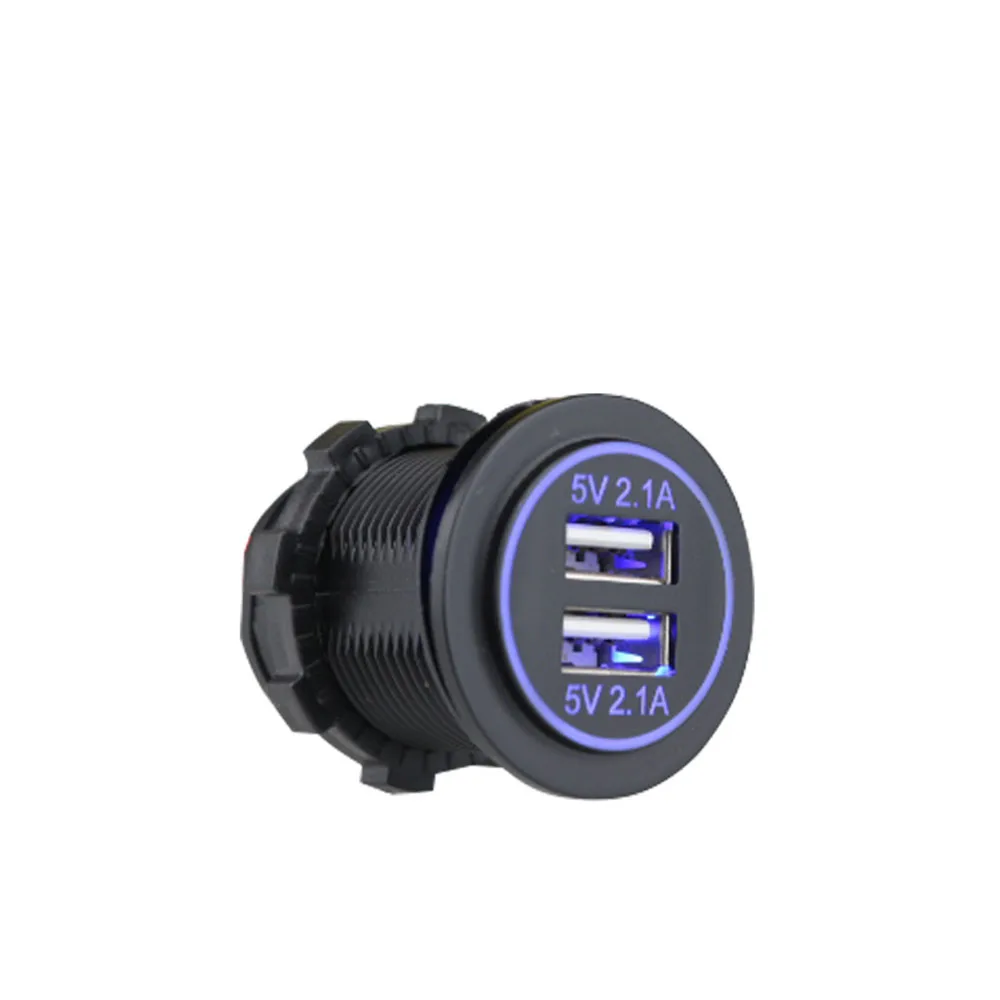 

Universal Waterproof Dual Ports USB Charger 5V 3.1A Blue LED Power Adapter Socket for DC 12V-24V Cars Vehicles