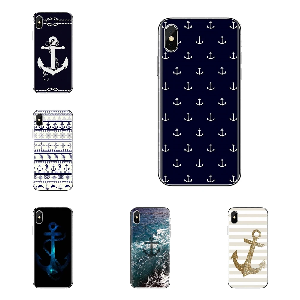 

For Samsung Galaxy J1 J2 J3 J4 J5 J6 J7 J8 Plus 2018 Prime 2015 2016 2017 Soft Transparent Shell Covers Navy Stripes Hope Anchor