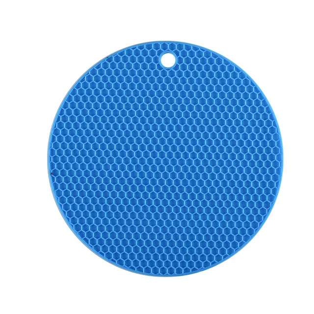 Многофункциональные силиконовые подставки под столовые приборы, круглые подставки для кухонной утвари, тонкие сотовые Нескользящие подставки - Цвет: Blue