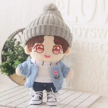 

[MYKPOP]KPOP Doll's Clothes and Accessories: Bobble Hat+Sweat+Cardigan+Pants(without doll) for 20cm Dolls E9 SA20200405