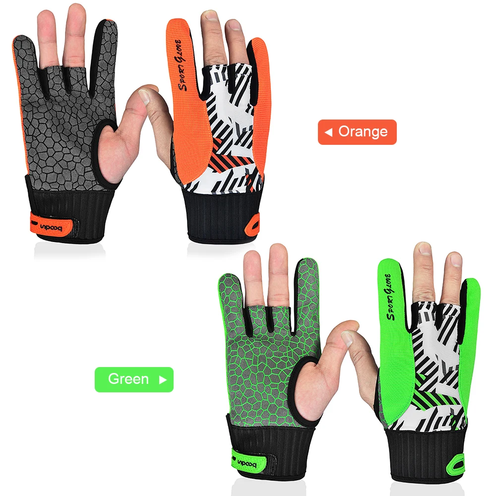 Bowling Gloves Breathable 3 finger Bowling Gloves Anti-Skid Bowling Thumb Protectors Sports Gloves For Men Women