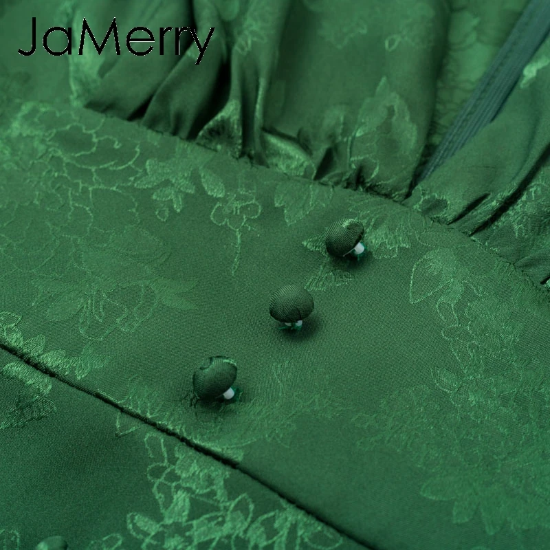 JaMerry, винтажное сексуальное короткое платье для вечеринки, фонарь, однобортное, а-силуэт, мини платье, зеленая лента, highstreet, элегантные платья