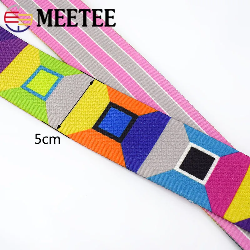 5Meters Meetee 50mm Ethnic Jacquard Webbings Tapes Bag Strap Belt Ribbons For DIY Clothes Sewing Tape Bias Binding Accessories