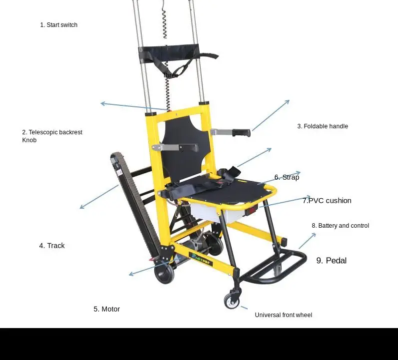 Электрическая батарея лестницы подъемник Лестницы взбираясь тележки лестницы доставить товар Электрический Лестницы взбираясь транспортного средства