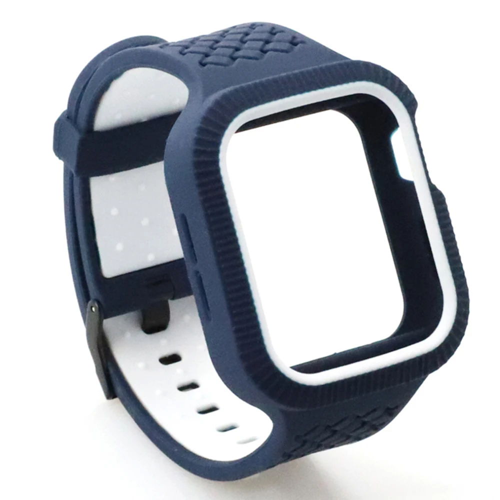 Плетеный силиконовый ремешок с Бампером для Apple Watch Band Series 6 SE 5 4 браслет Iwatch 40 мм 44