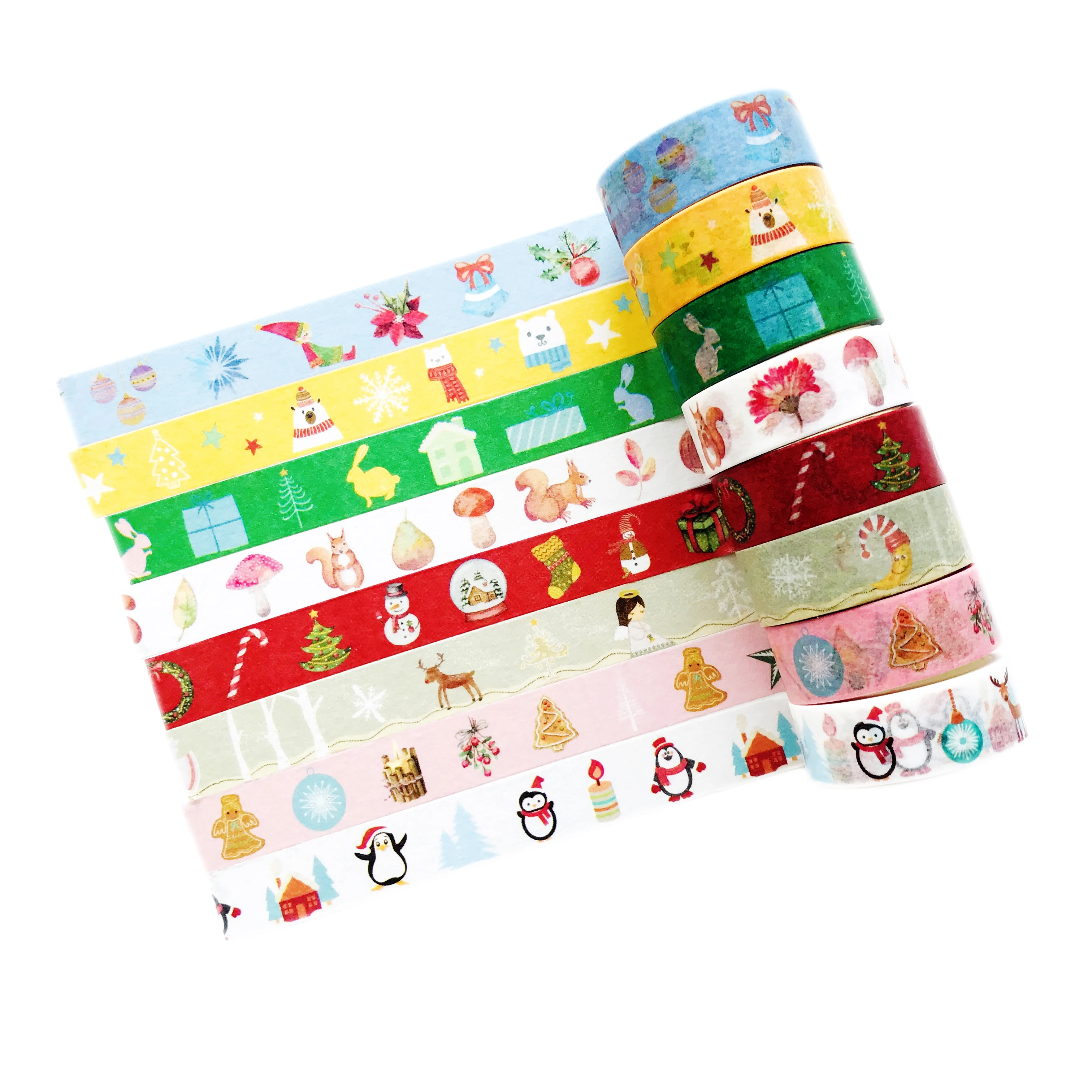 

1.5CM*5M Merry Christmas Series Snow Man Penguin Angel Gingerbread Man Elf Masking Tape Washi Tape Stationery Kids Gift