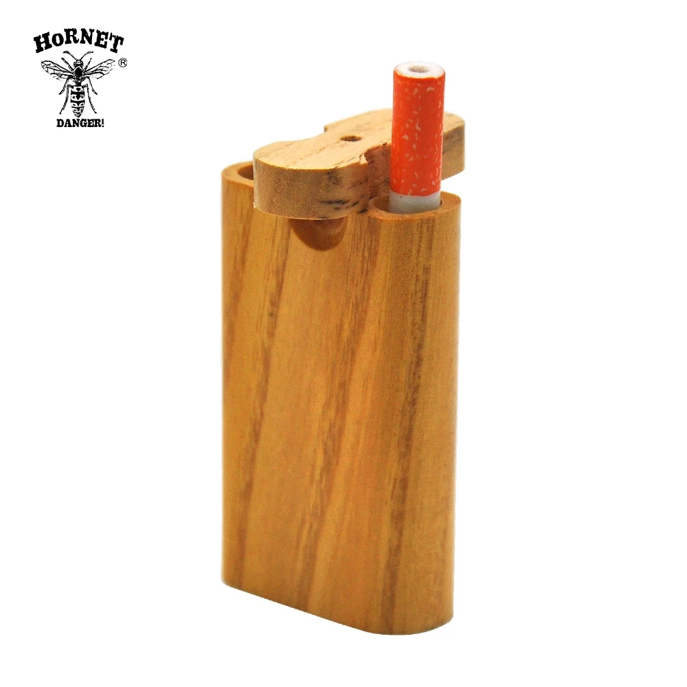 

HORNET Wood Dugout Digger One Hitter Pipe Natural Wood Stash Box with Ceramic One Hitter Smoking Hand Spoon Pipe Storage Case