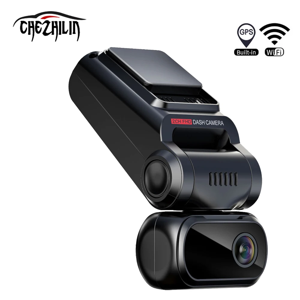 Автомобильный видеорегистратор chezhilin Передняя камера chezhilin1080P + задняя 1080P с Wi-Fi GPS