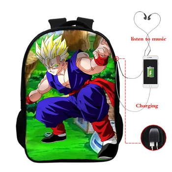 

Japan Anime Dragon Ball Z Backpack Sac A Dos Super USB Charging Headphone Jack Rucksack Bookbag Teenagers Laptop Bag Schoolbag