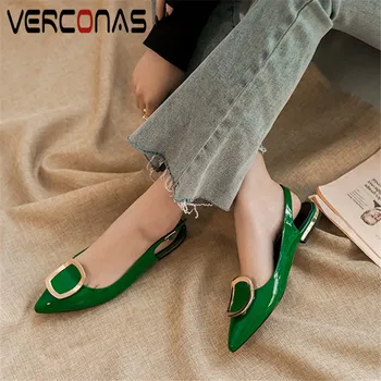 

VERCONAS Women Genuine Leather High Heels Metal Decoration Lace Up Pointed Toe Basic Shoes Spring Summer Sandals Shoes Woman