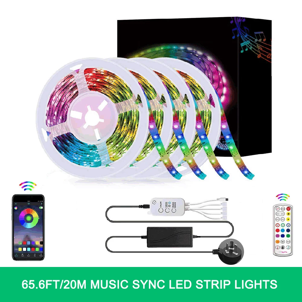 20 м светодиодный RGB светильник ленточный s музыка синхронизация 5050 SMD изменение