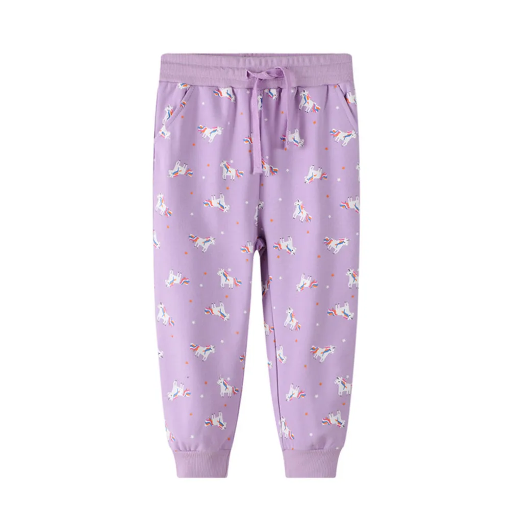 

Jumping meters New Arrival Purple Long Trousers Pant for Girls Clothing Unicorn Print Cute Loose Children's Sweatpants