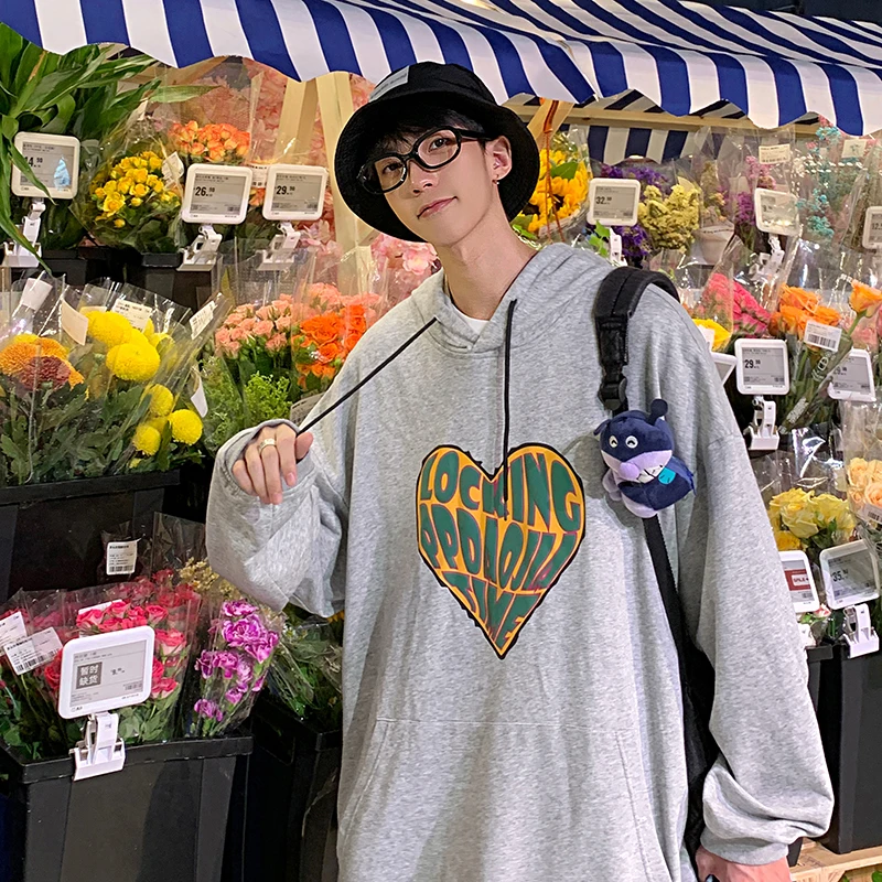 

2021 Autumn New Hooded Foam Printed Sweatshirt Men's Hotel Style Large Size Casual Loose Pullover