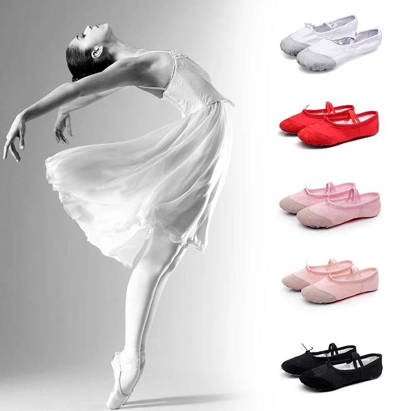 

2019 Professional Ballerina Ballet Child Girls Kids Dance Shoes Canvas flats Soft Split Cow Leather Latin Dance Training Shoes E