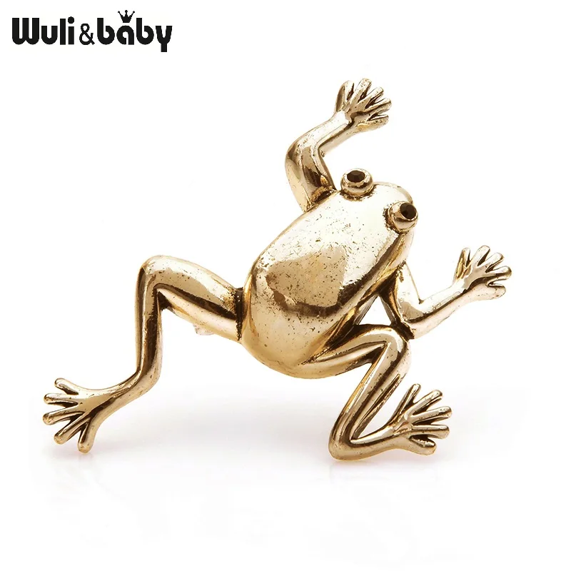Женская Ретро брошь лягушка Wuli & baby Классическая двухцветная значок из сплава в