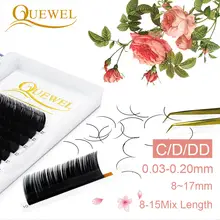 Quewel отдельные накладные ресницы искусственные натуральные ресницы матовые черные ресницы C/D/DD Curl мягкие профессиональные ресницы 8-17 мм Mix Makeup