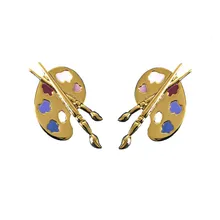 Красочные краски палитры краски кисти Серьги гвоздики краски er любителей художника женские ювелирные изделия