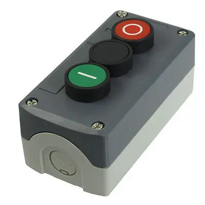 

240V 3A SPST Momentary Green Black Red Flat Push Button Switch Station Box