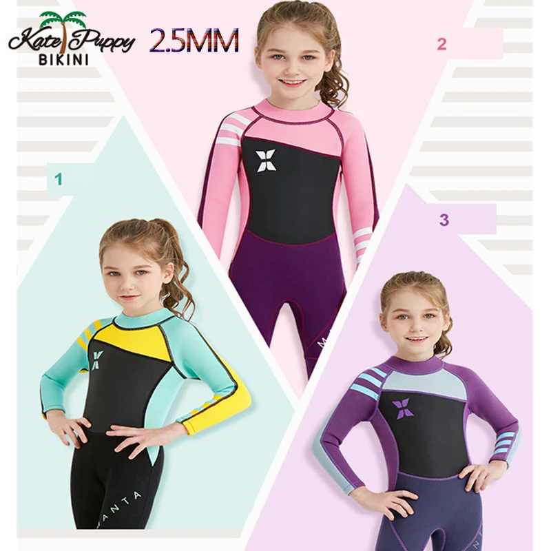 

2.5mm Neoprene Kids One-piece Wetsuit Long-sleeved Surf Suit Drifting Suit Snorkeling Suit Diving Suit Quick-dry Swimsuit