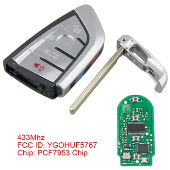 

433MHz 4 Buttons Universal Smart Remote Car key Fob YGOHUF5767 Fit for BMW CAS4 CAS1 2 3 4 5 5 5 6 6 7X5X6 CAS4 + FEM 2011-2017