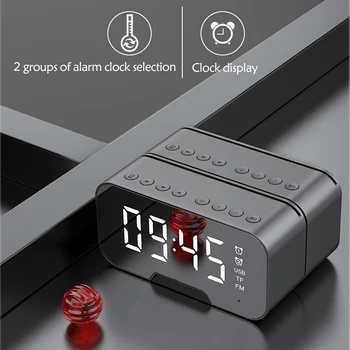 

New Multifunction Mirror Alarm Clock Bluetooth Speaker with FM Radio LED Mirror Snooze LED Mirror Wireless Bluetooth Table Clock