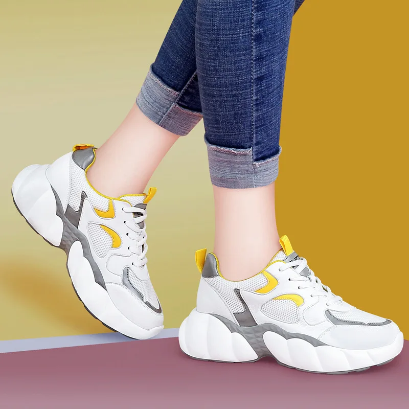 

Sports Shoes Female 2020 Season Ins Trendy Shoes Leisure Soft Bottom Breathable Inside Increase Shoes Tenis Feminino Sneakers