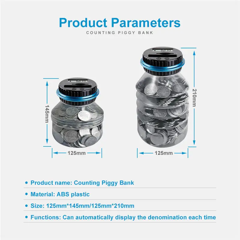 Electronic Digital LCD Bank Plastic Money Saving Jar Counting piggy Bank Counter Coin Box Kids Deposit Tools For Box Money