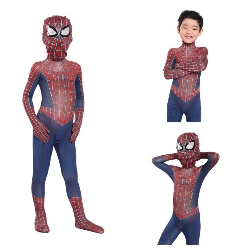 Классический красный и синий Детский костюм для костюмированной вечеринки «Человек-паук»; комбинезоны; костюмы на Хэллоуин для детей; костюм «Человек-паук»