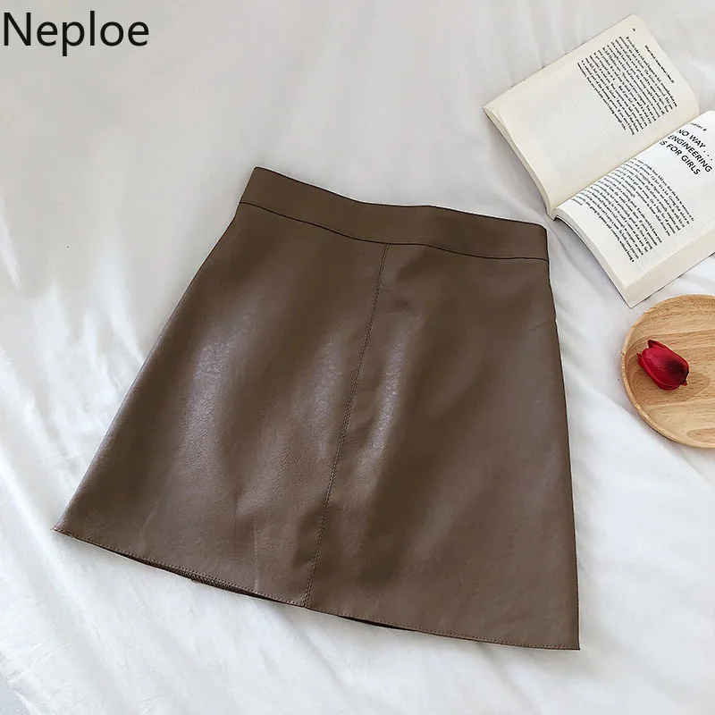 Neploe/черная высокая талия A Line Jupe Femme осенне-зимняя верхняя одежда мини Короткая Faldas Mujer облегающая кожаная юбка для женщин 46411