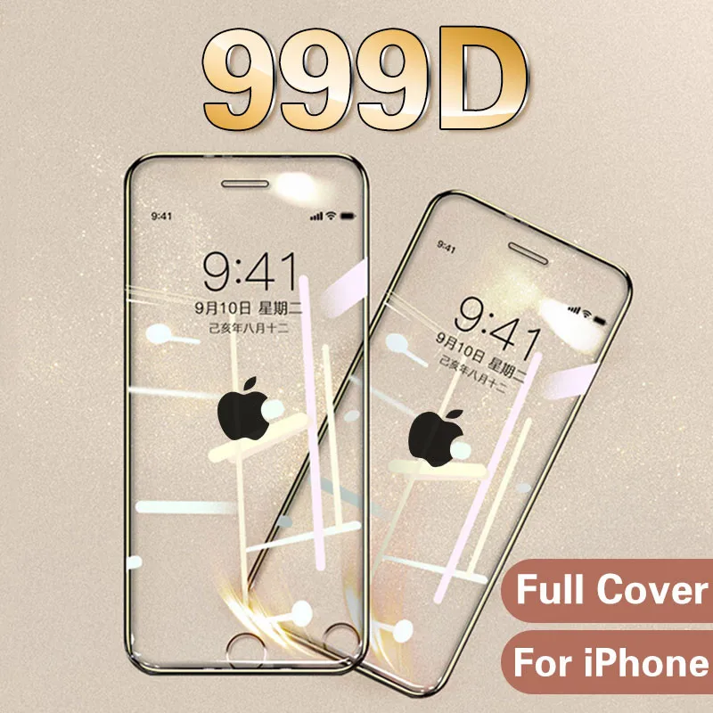 

999D Full Cover Tempered Glass For iPhone 7 8 6 6s Plus Glass Screen Protector On For iPhone X XS XR 11 Pro Max Protective Film