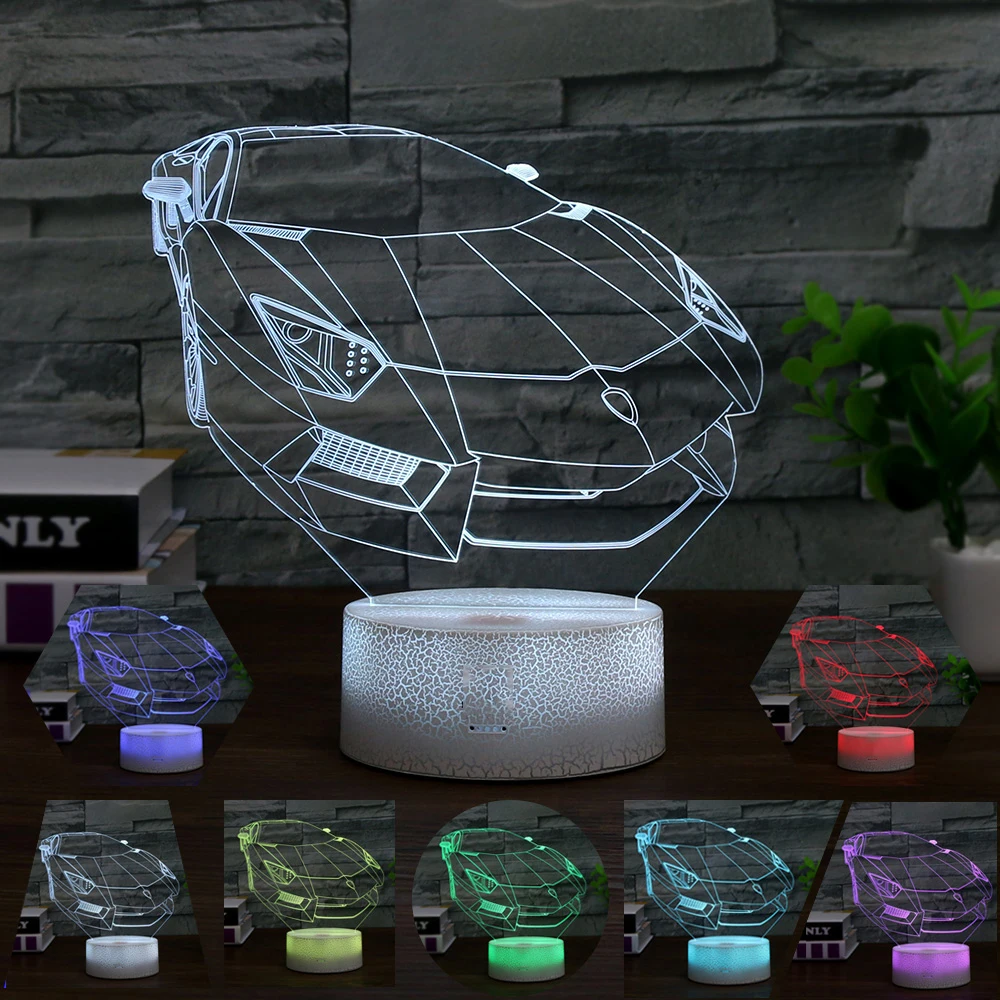 Крутая супер Автомобильная акриловая 3D лампа светодиодный 7 цветов Кроссовый ночник usb настольная лампа атмосфера ночной Декор лампа подарок