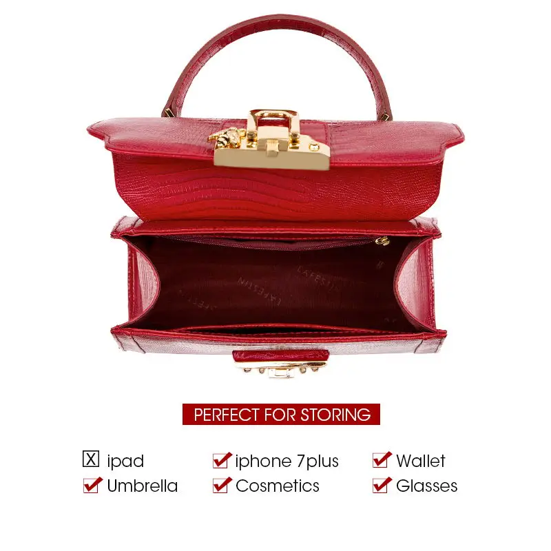 Designer Serpentine Lock Leather Fashion Women's Crossbody Shoulder Bag Handbag LA FESTIN