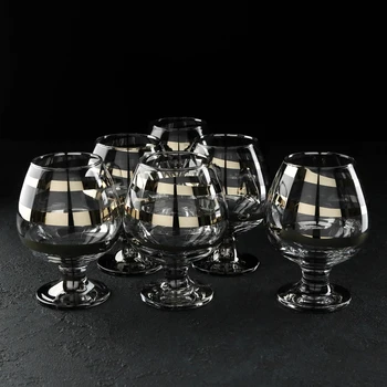 

A set of glasses for cognac "Serpentine", 400 ml, 6 pcs, gold