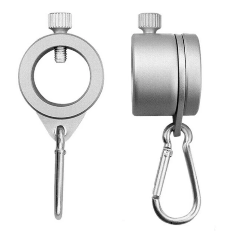 Aluminum Alloy Flagpole Rings with Fixed Carabiner Hook 360 Degree Rotating Anti Wrap Flag Mounting Spinning Kit 2Pcs