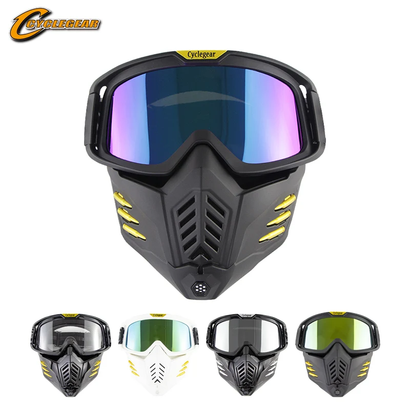 

Cyclegear Bullet Mask Goggle Motocross Glasses Motorcycle Oculos fitting for Open Face Helmet Dual Use Mask Glasses Gafas CG18