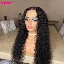 

SUSY Kinky Curly Human Hair Wig Brazilian Deep Wave Frontal Closure Wig Lace Front Human Hair 30 Inch T Part Lace Front Wig