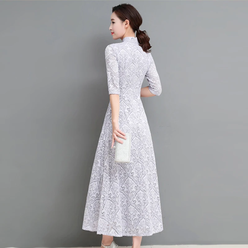 Женская шифоновая традиционная одежда aodai из Вьетнама, вьетнамское платье, вьетнамская одежда, восточное платье для женщин, кружевное