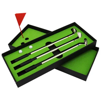 

Golf Pen Set Mini Desktop Golf Ball Pen Gift Set with Flag Ballpoint Pens 2 Balls GY88