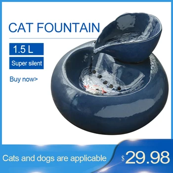 

1.5 Liter Ceramic Cat Water Fountain 51 Oz Dog Water Fountain Blue Pet Drinking Fountain with Quiet Pump