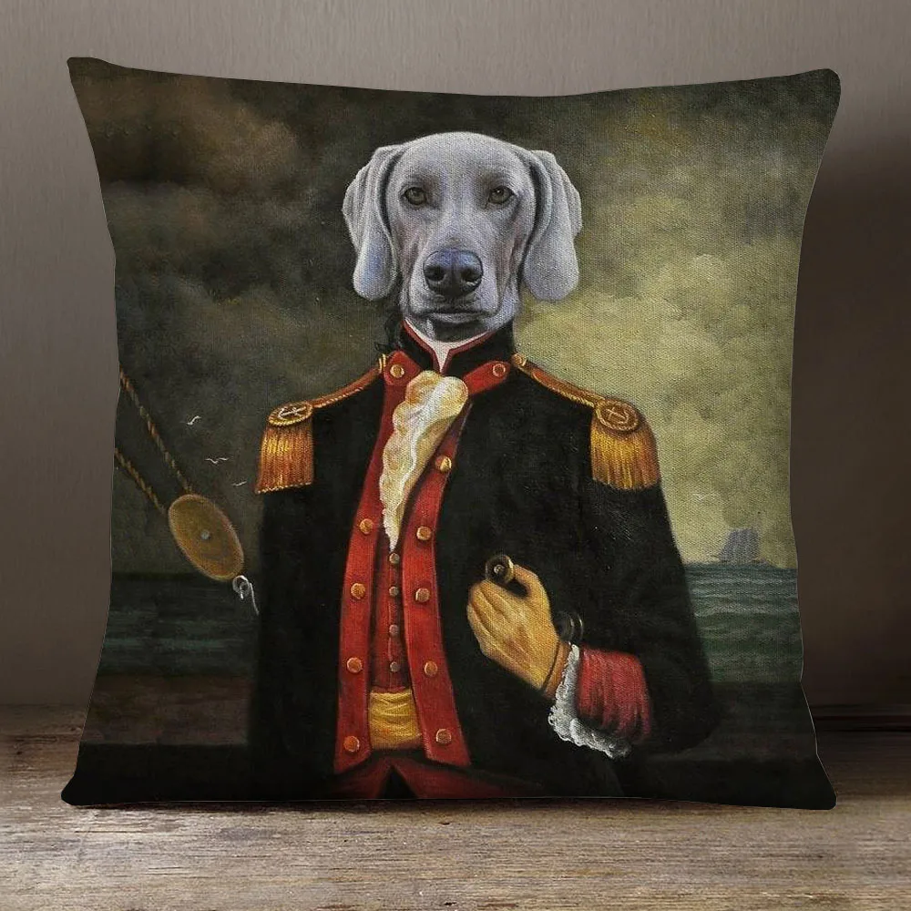 Perros europeos en uniforme militar pinturas al óleo fundas de