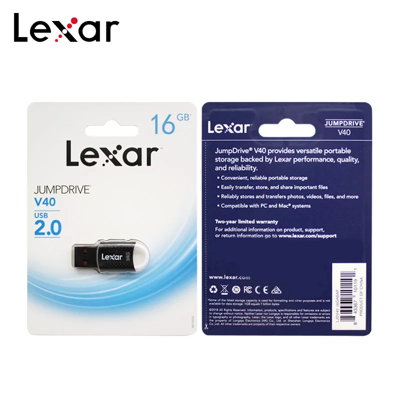 100% Оригинальный USB флеш накопитель Lexar V40 16 ГБ 32 высокоскоростной 2 0 Флешка JumpDrive