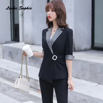 

1pcs Women's plus size Blazers coats 2020 Spring Cotton Secret button irregular Small jackets ladies Skinny office Blazers Suits