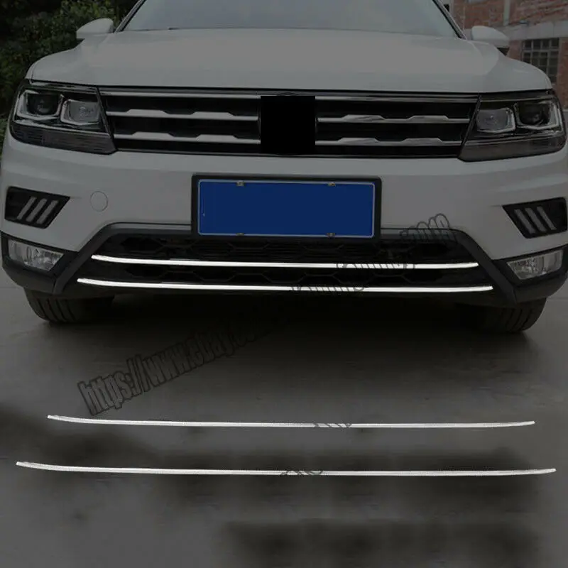 Модификация автомобиля, автомобильные аксессуары, 2 шт, нержавеющая Решетка переднего бампера, Накладка для VW Tiguan