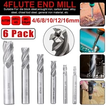 Fraises à filetage CNC en acier au tungstène, ensemble de 6 pièces de 4 16mm, 4 cannelures, perceuse à fente, carbure à Micrograin, fraise en acier au tungstène