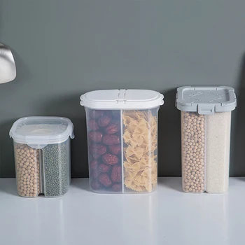 

Multi-Grid Food Storage Container Plastic KitchenJar Storage Case Multigrain Storage Tank Transparent Sealed Cans For Kitchen