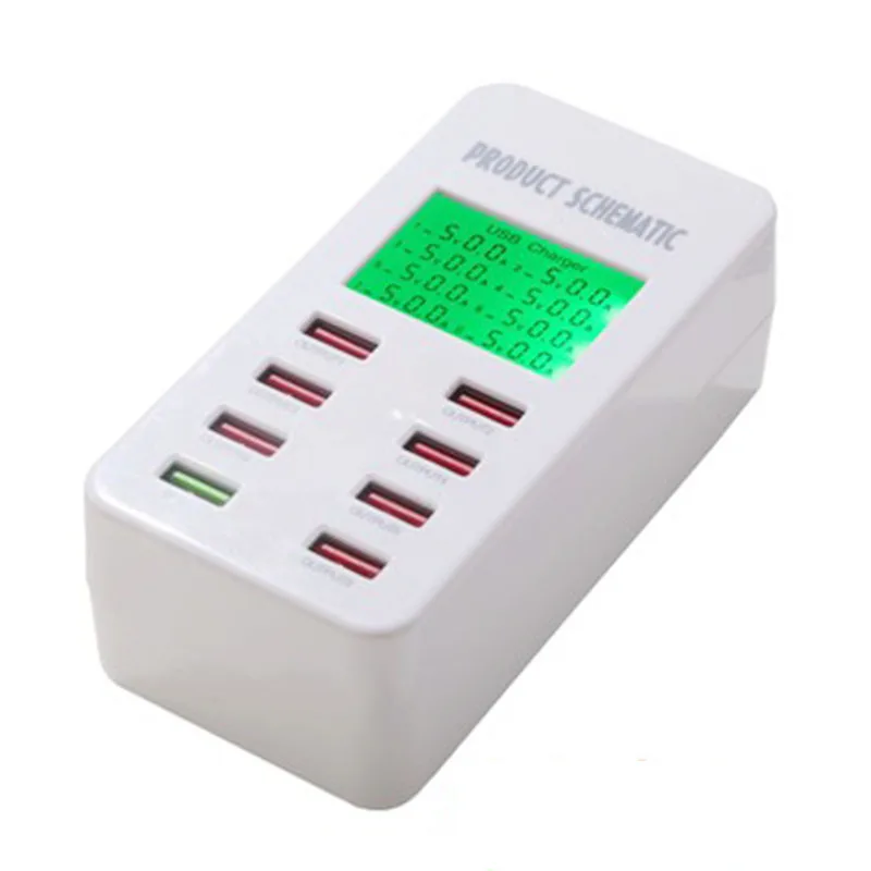 

8-Port USB Charger Mobile Smart Charger Tablet Charger QC3.0 Fast Charger EU Plug